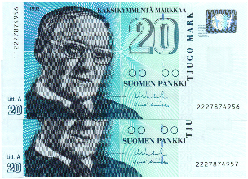 20 Markkaa 1993 Litt.A 222787495X